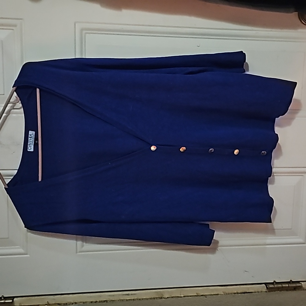 CYNTHIA ROWLEY BLUE 3/4 SLEEVE SWEATER 5 for 25.00